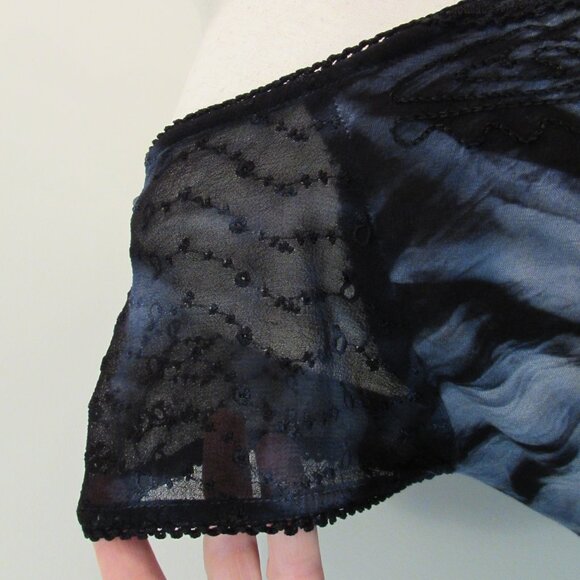 Pacific Batik Collection Tunic Top Free Size Blue Black Tie Dye Embroidered - Picture 9 of 15